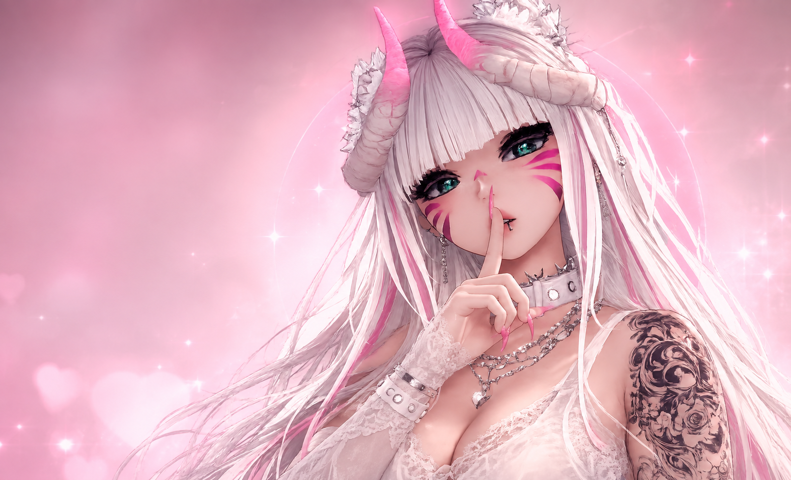 MeguVRC Highlander baby pink and white hero artwork